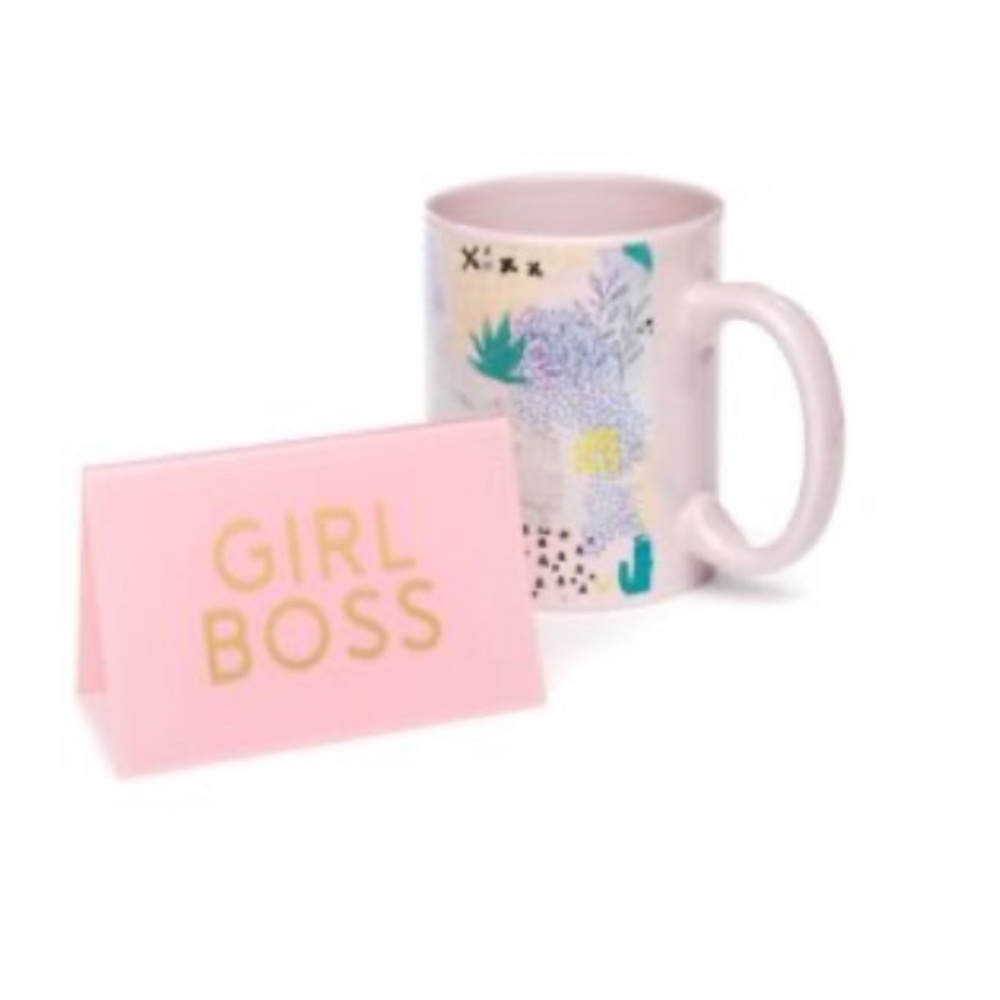 NWT Girl Boss Pink Coffee Mug + Nameplate Set